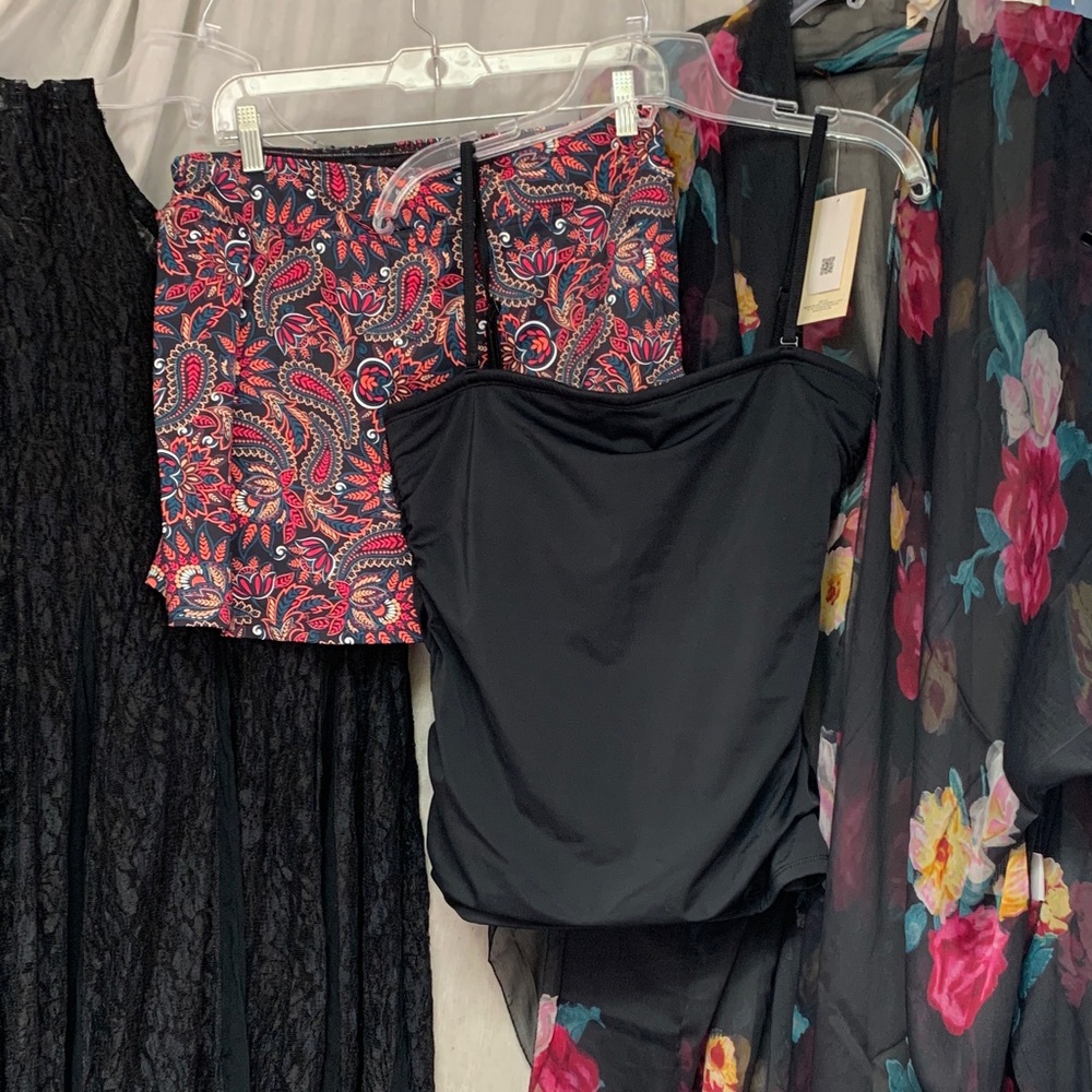 Lands' End Paisley Swim Skirt combo